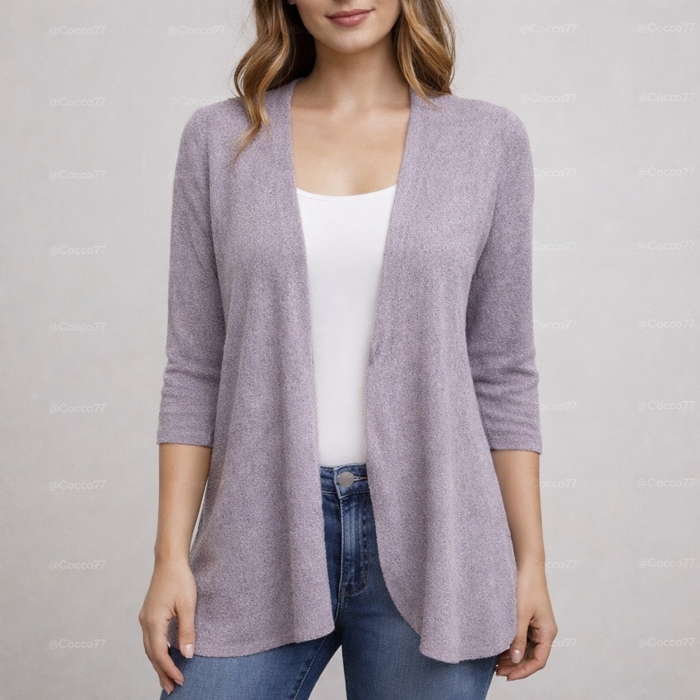 Eileen Fisher 100% Wool Open Front Cardigan Sweater XS Minimalist Lightweight